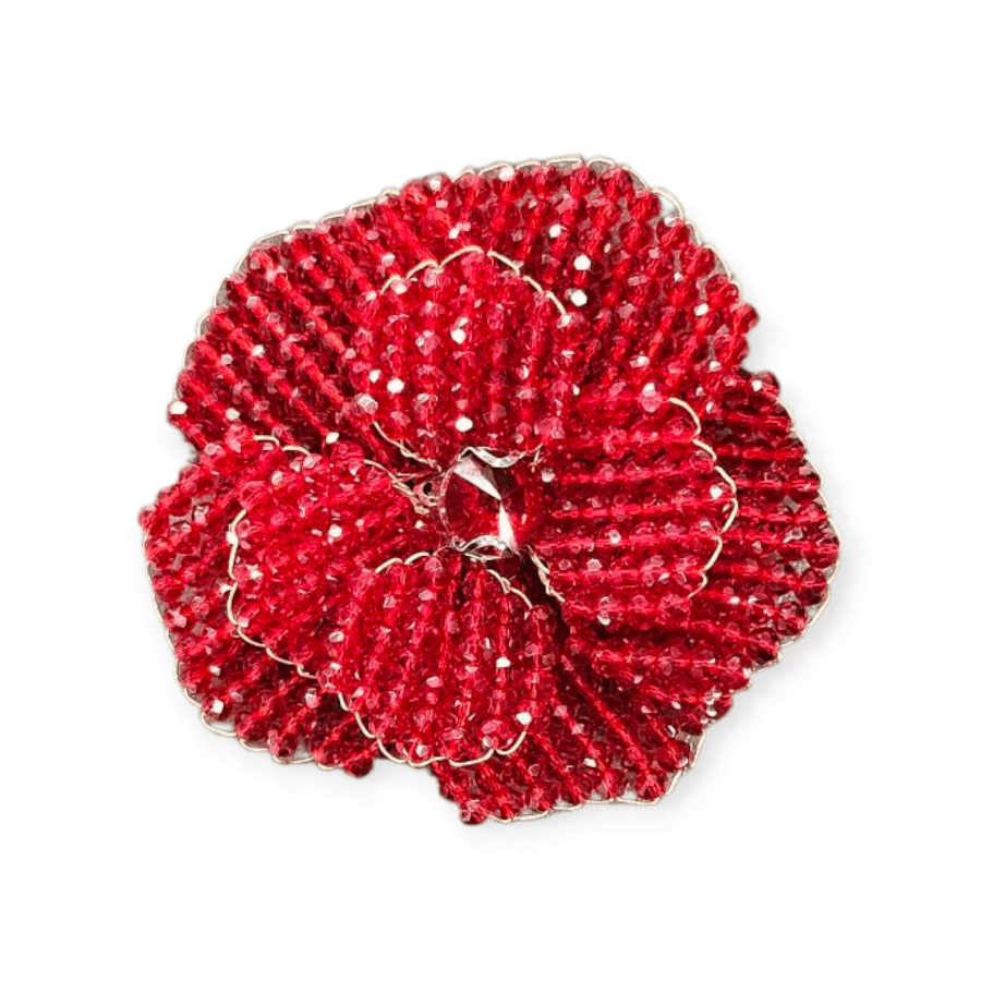 MHC WORLD Beaded Flower Red Crystal Beaded Flower CBF-2