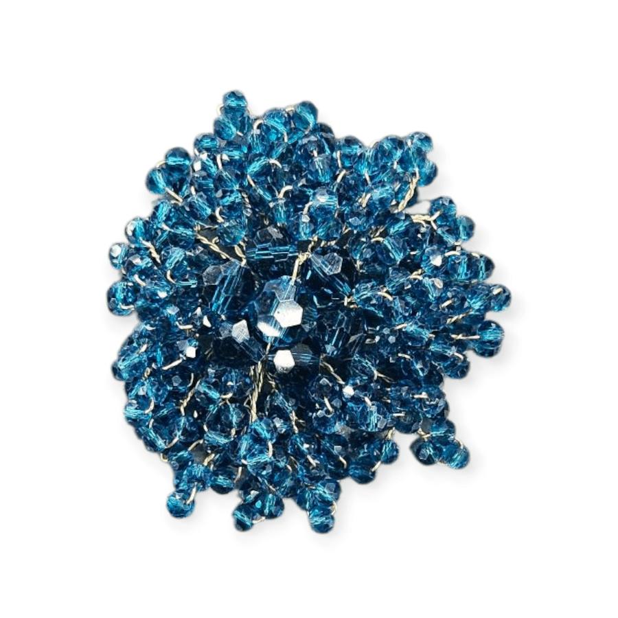 MHC WORLD Beaded Flower Teal Crystal Beaded Flower CBF-1