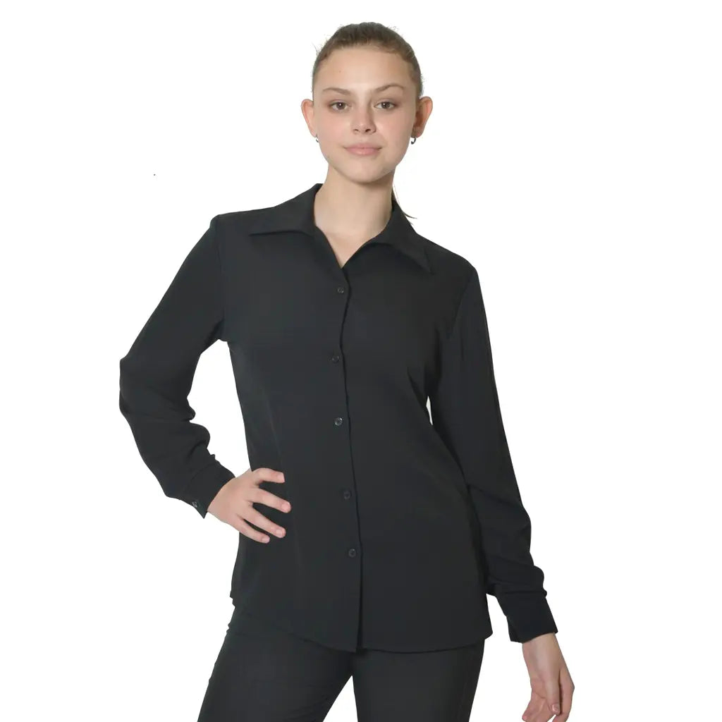 Bobsons Dignity Long Sleeve Button Up Blouse-Black B402PLKOS