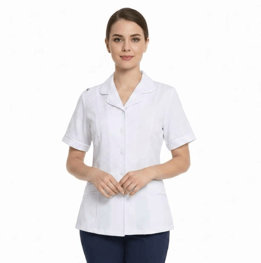 Bobsons Larimar Nurses Blouse Button Up Tunic-White N110BM