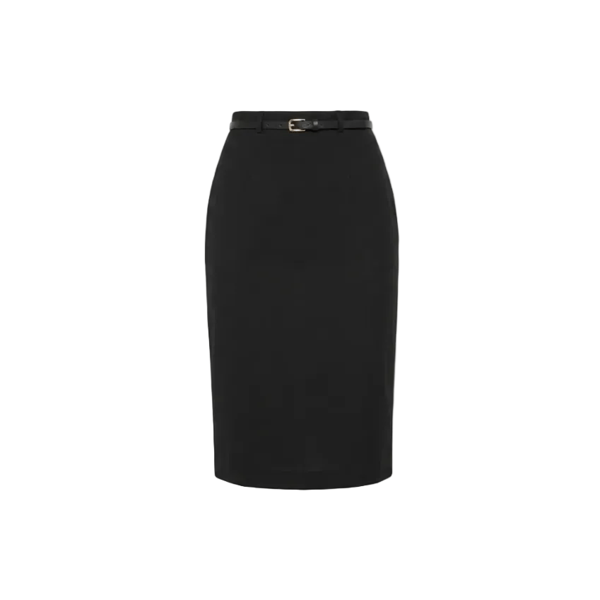 Bobsons Petal Stretch Pencil Skirt With Matching Belt-Black C238TR