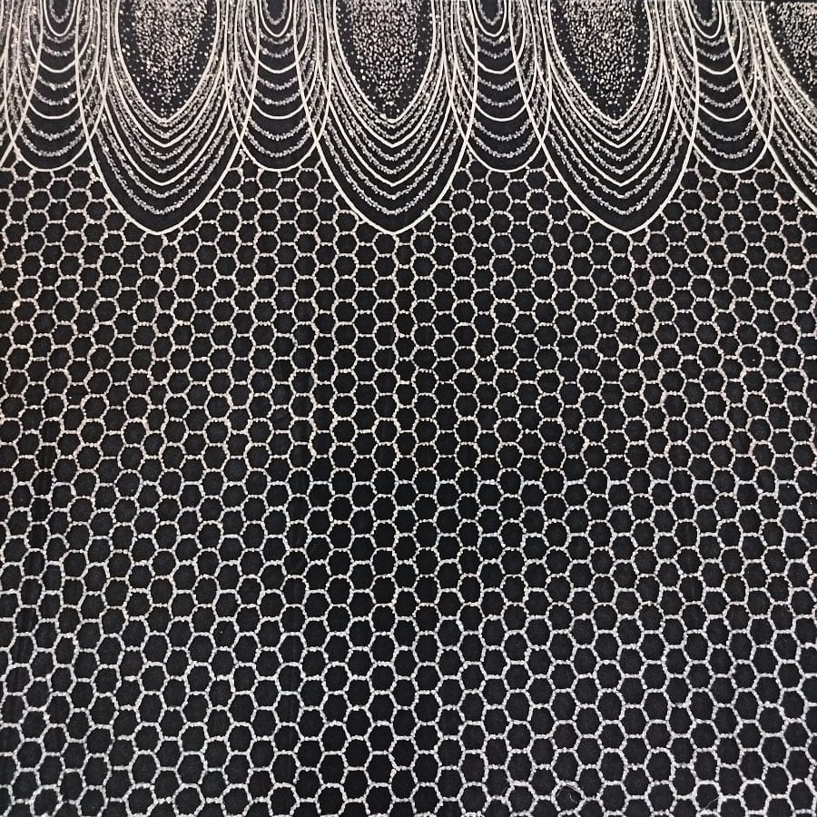 MHC WORLD Bridal Lace Black/Gold Bridal Lace Fabric 150cm