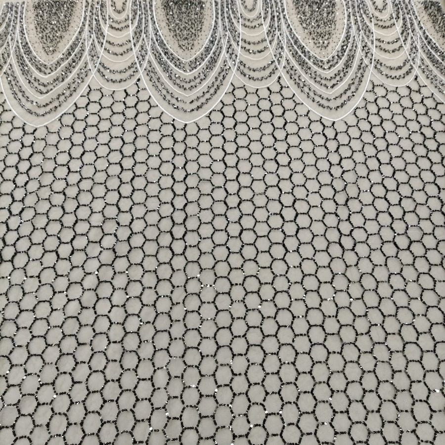 MHC WORLD Bridal Lace Black/Oyster Bridal Lace Fabric 150cm