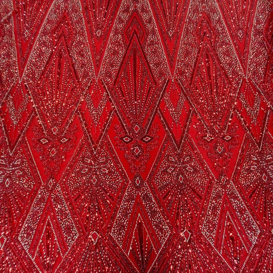 MHC WORLD Bridal Lace Fabric 16247 Red Bridal Lace Fabric 16247
