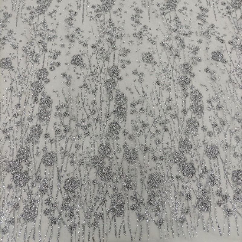 MHC WORLD Bridal Lace Silver Bridal Lace Eveningwear Fabric 140cm