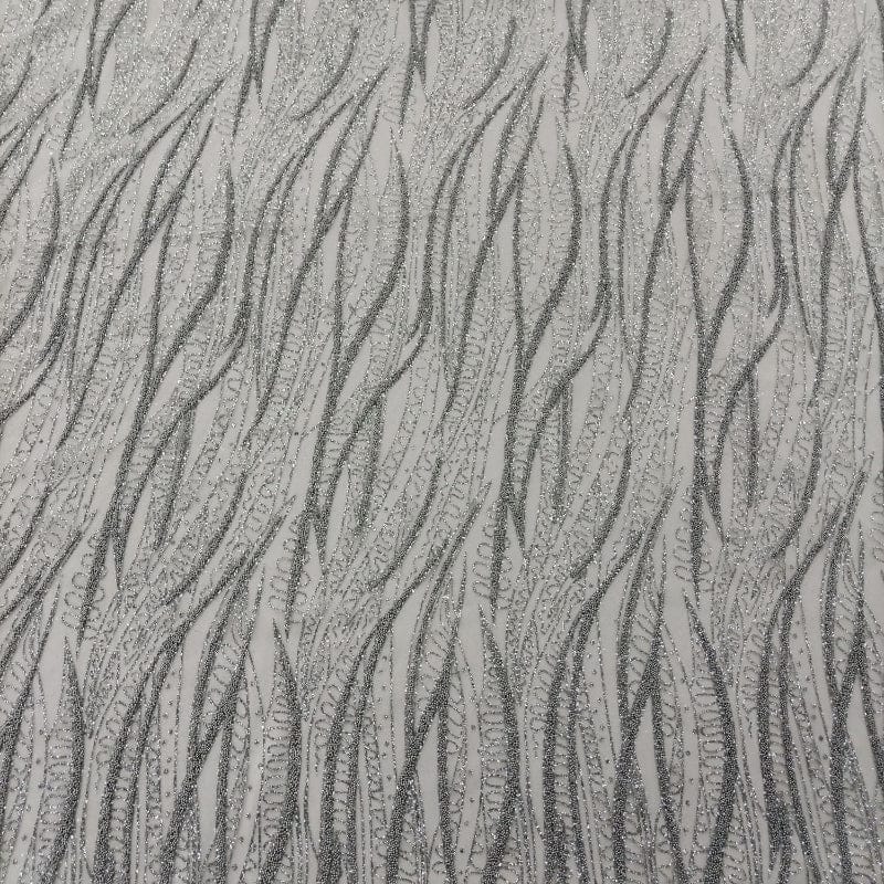 MHC WORLD Bridal Lace Silver Bridal Lace Fabric 140cm