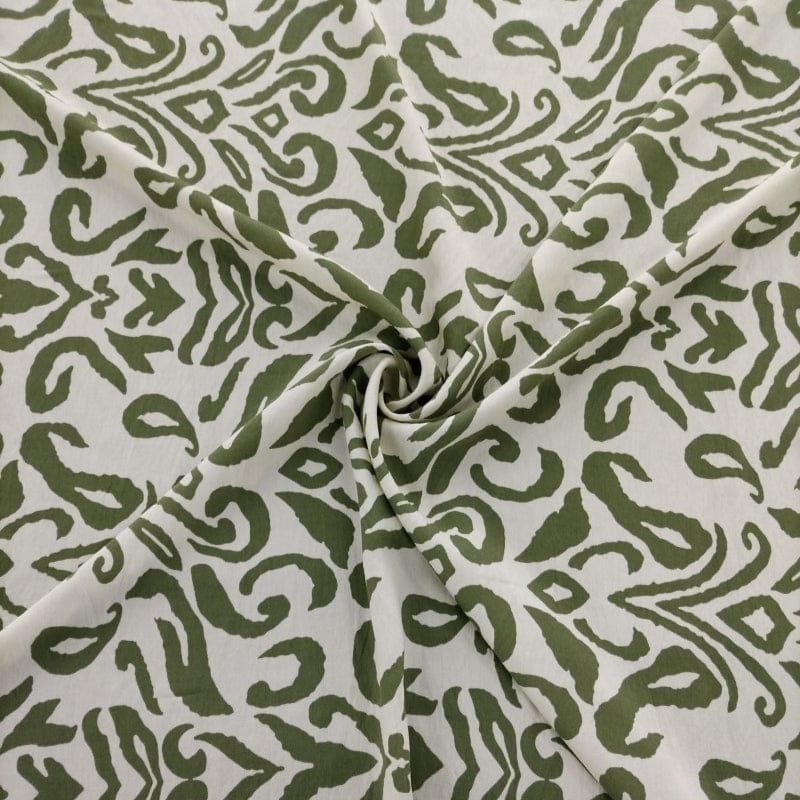 MHC WORLD Capri Linen Look Print Olive Capri Linen Look Print 140cm