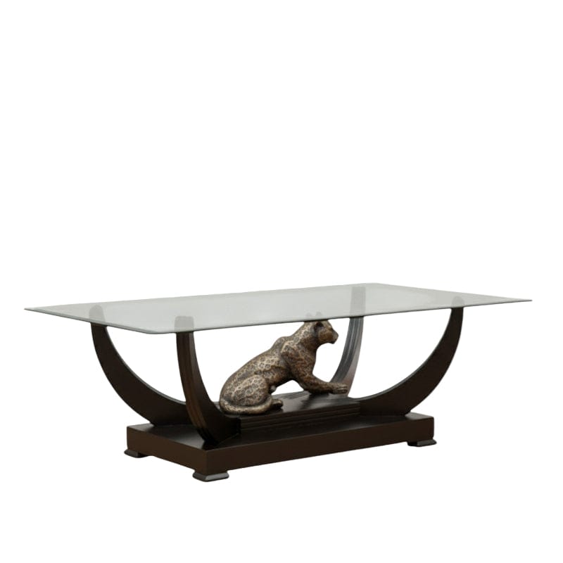 MHC World coffee & site tables Leopard Coffee Table Glass Top