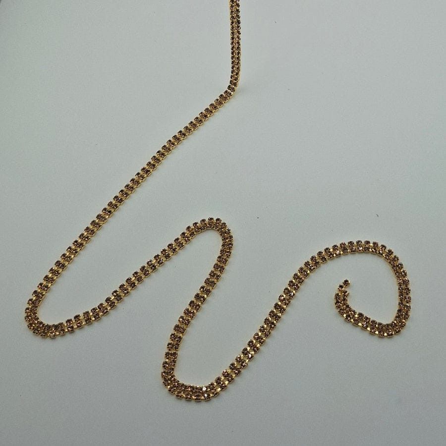 MHC WORLD Diamante Trim SS10D-2Line Gold Diamante Trim SS10D-2Line