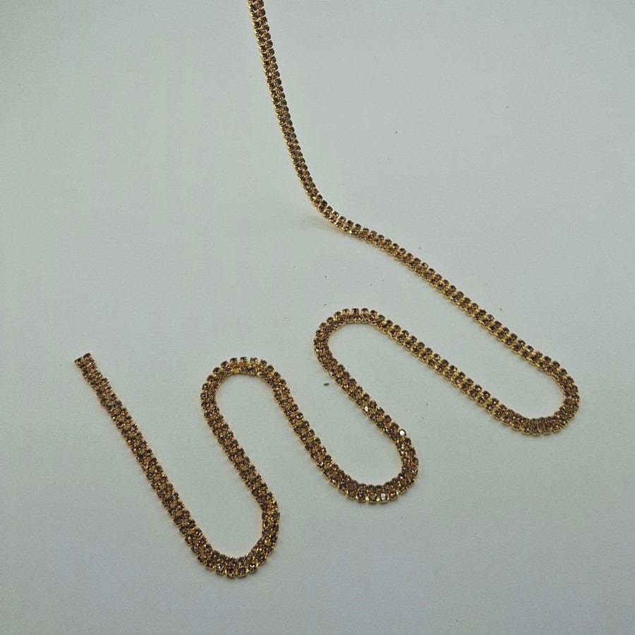 MHC WORLD Diamante Trim SS12D-2Line Gold Diamante Trim SS12D-2Line