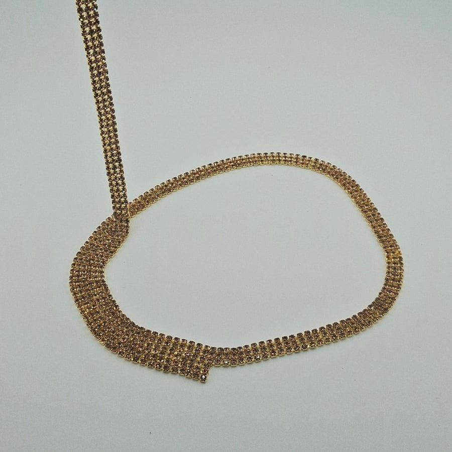 MHC WORLD Diamante Trim SS12D-3Line Gold Diamante Trim SS12D-3Line