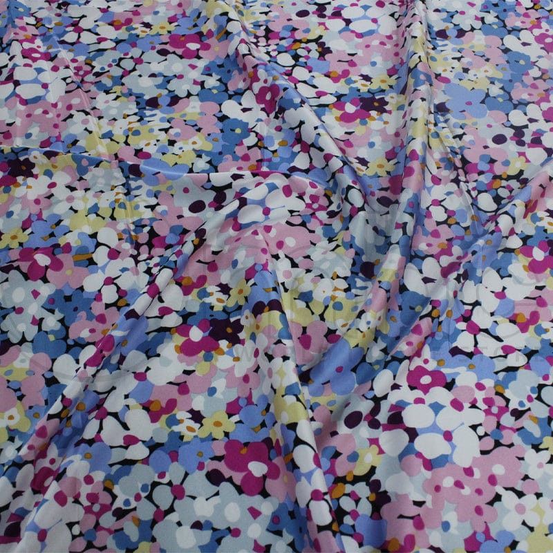MHC World Dress Fabrics Blue/Pink Printed Armani Satin Fabric 150cm