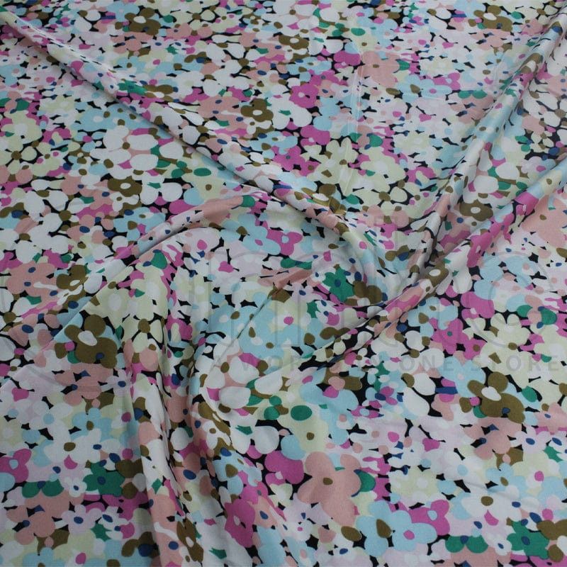 MHC World Dress Fabrics Cream/Blush Printed Armani Satin Fabric 150cm