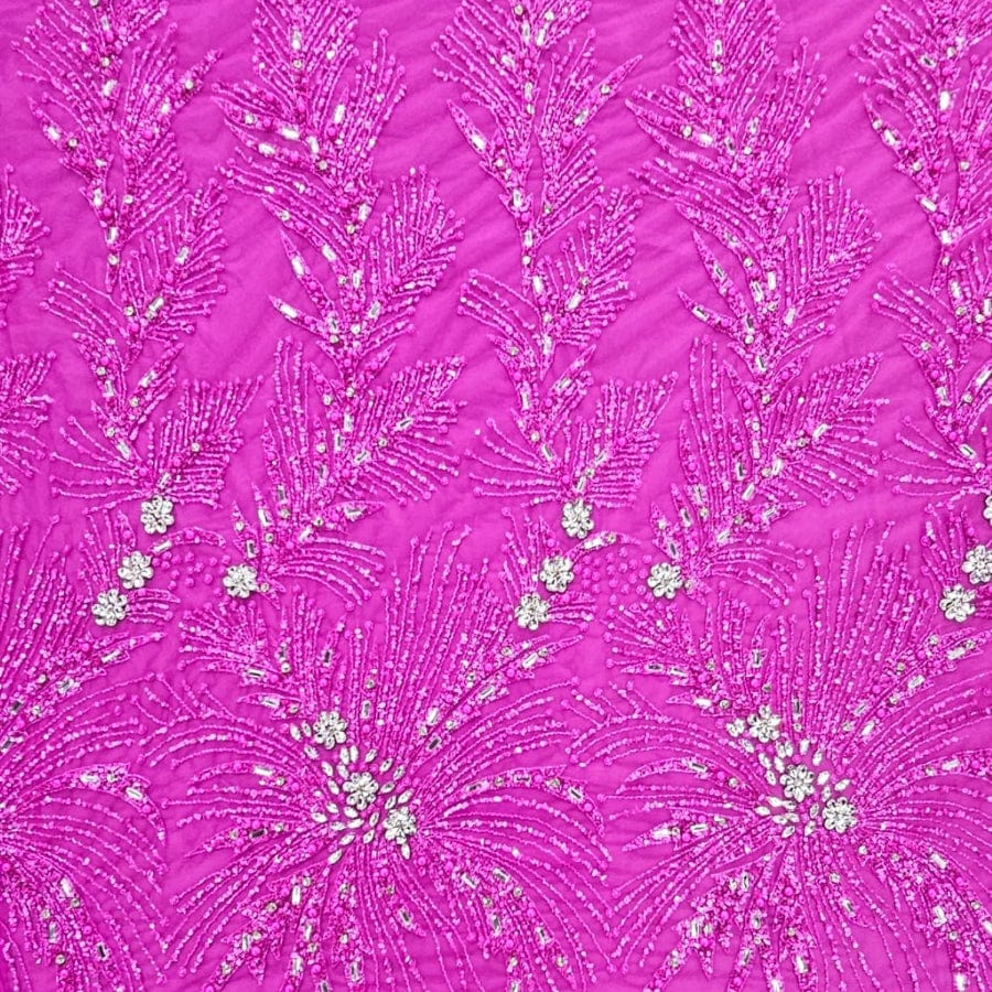 MHC WORLD Exclusive Hand Beaded Fuchsia Exclusive Hand Beaded Lace 140cm