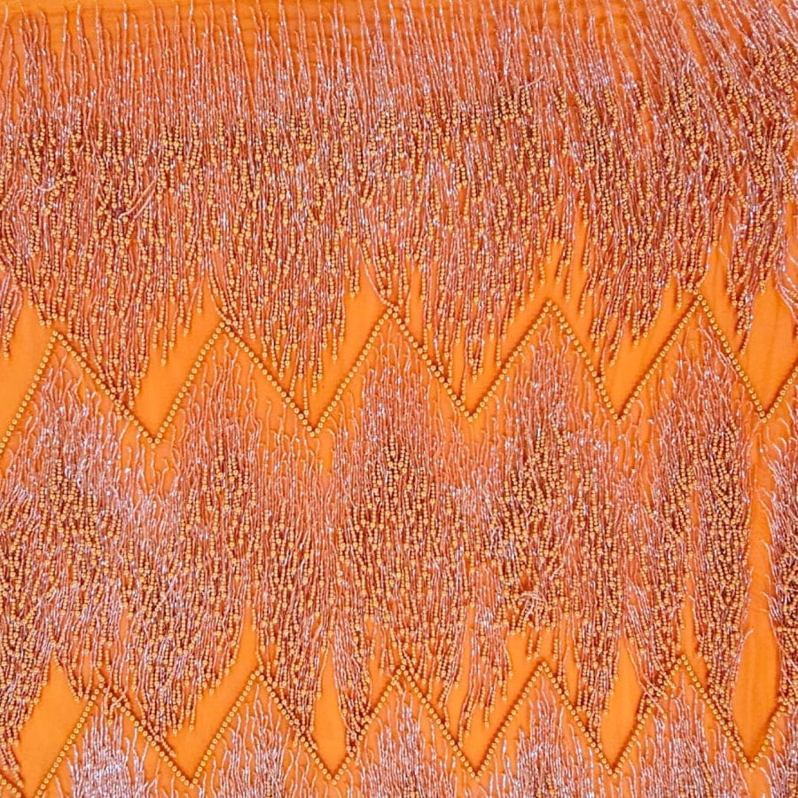 MHC WORLD Exclusive Hand Beaded Orange Exclusive Hand Beaded Lace 140cm