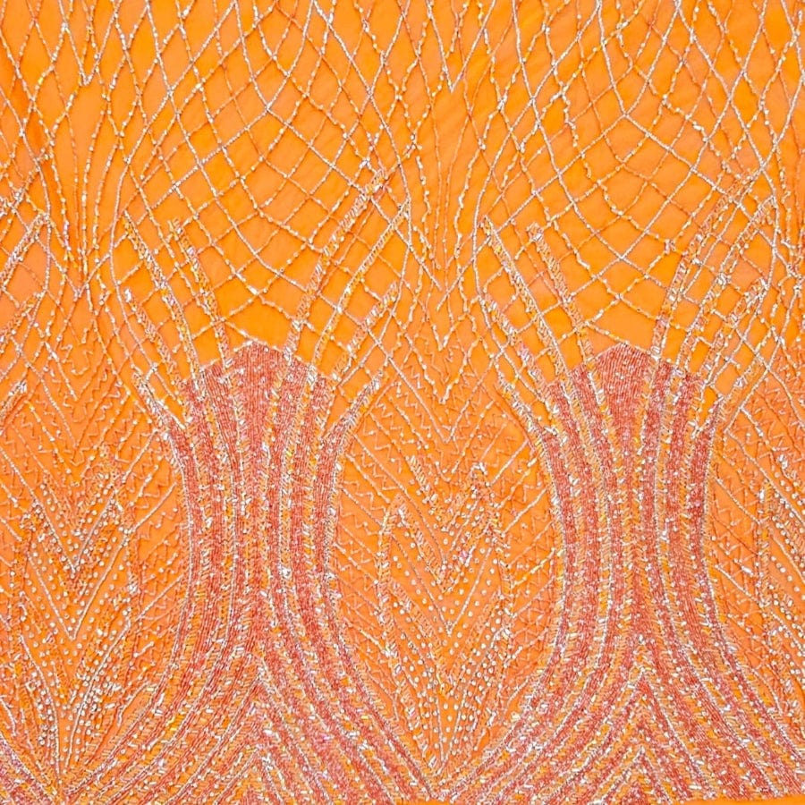 MHC WORLD Exclusive Hand Beaded Orange Exclusive Hand Beaded Lace 140cm