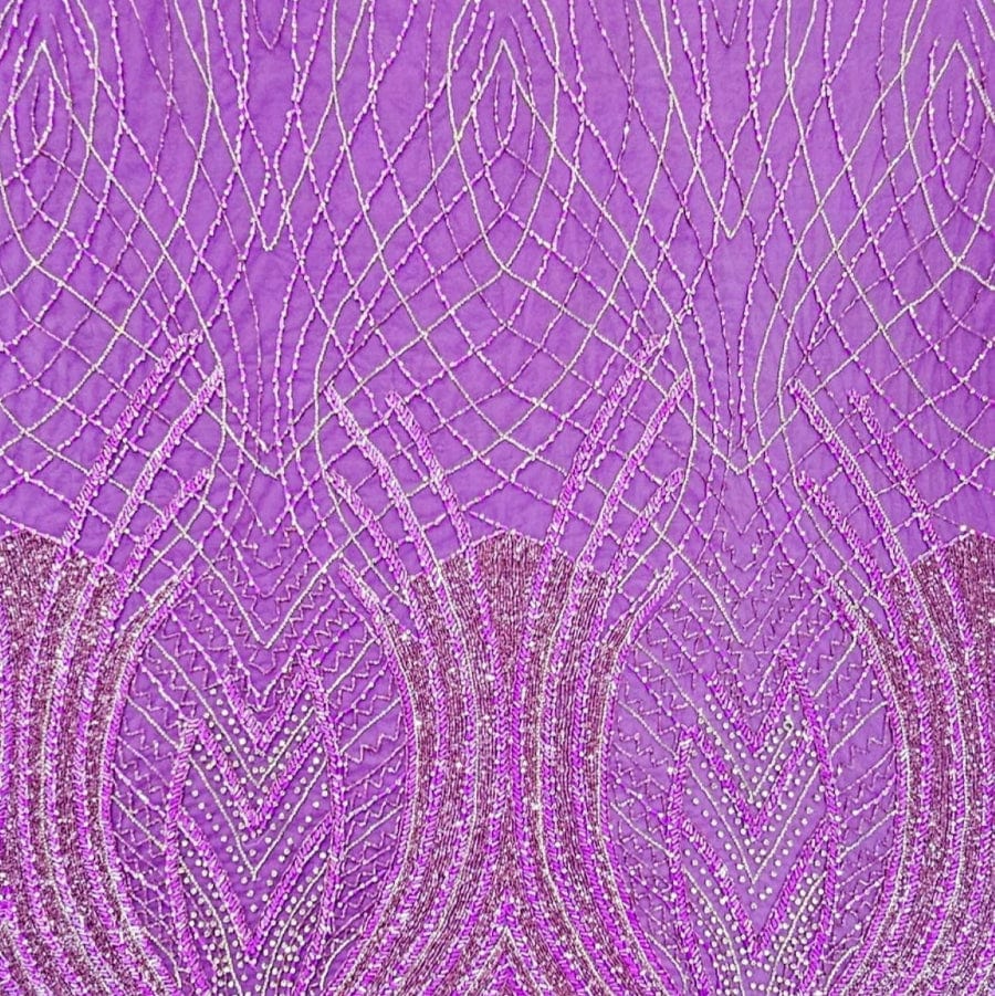 MHC WORLD Exclusive Hand Beaded Purple Exclusive Hand Beaded Lace 140cm