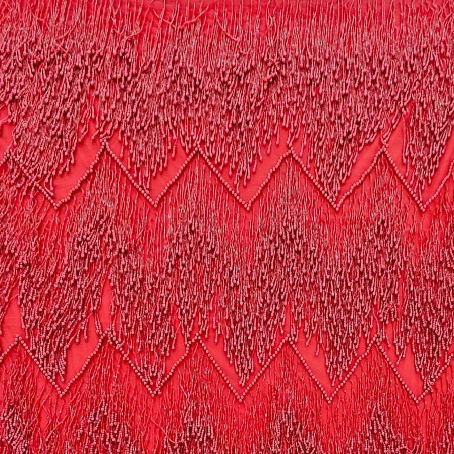 MHC WORLD Exclusive Hand Beaded Red Exclusive Hand Beaded Lace 140cm