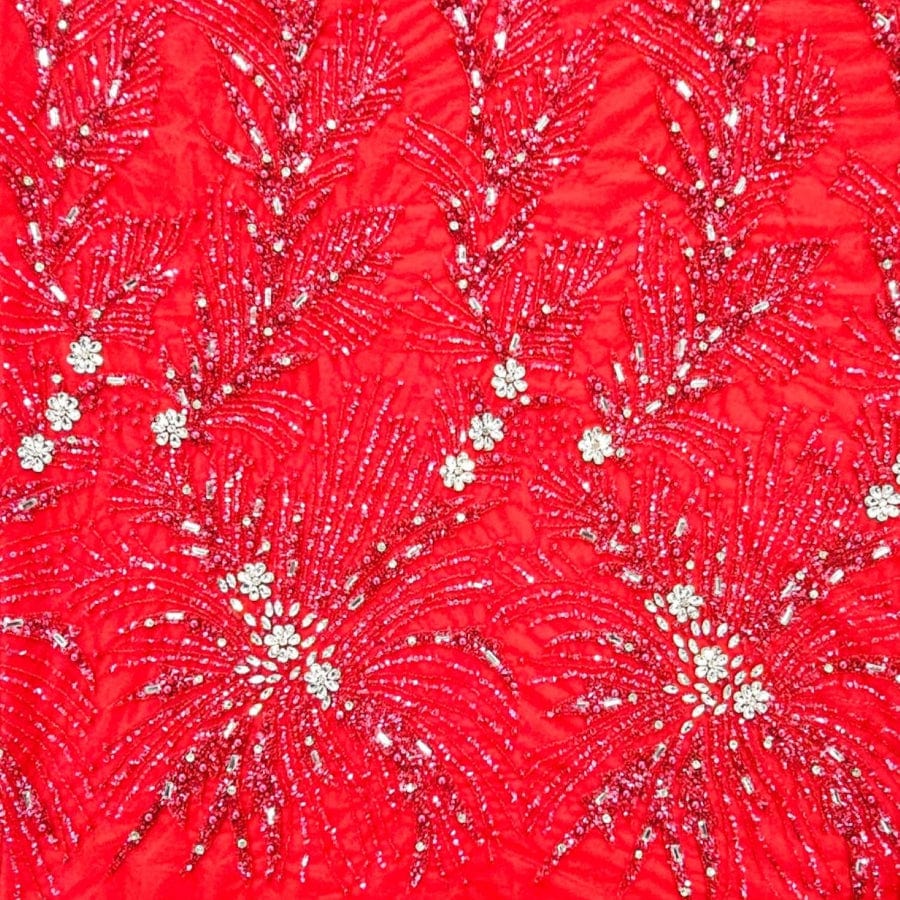 MHC WORLD Exclusive Hand Beaded Red Exclusive Hand Beaded Lace 140cm