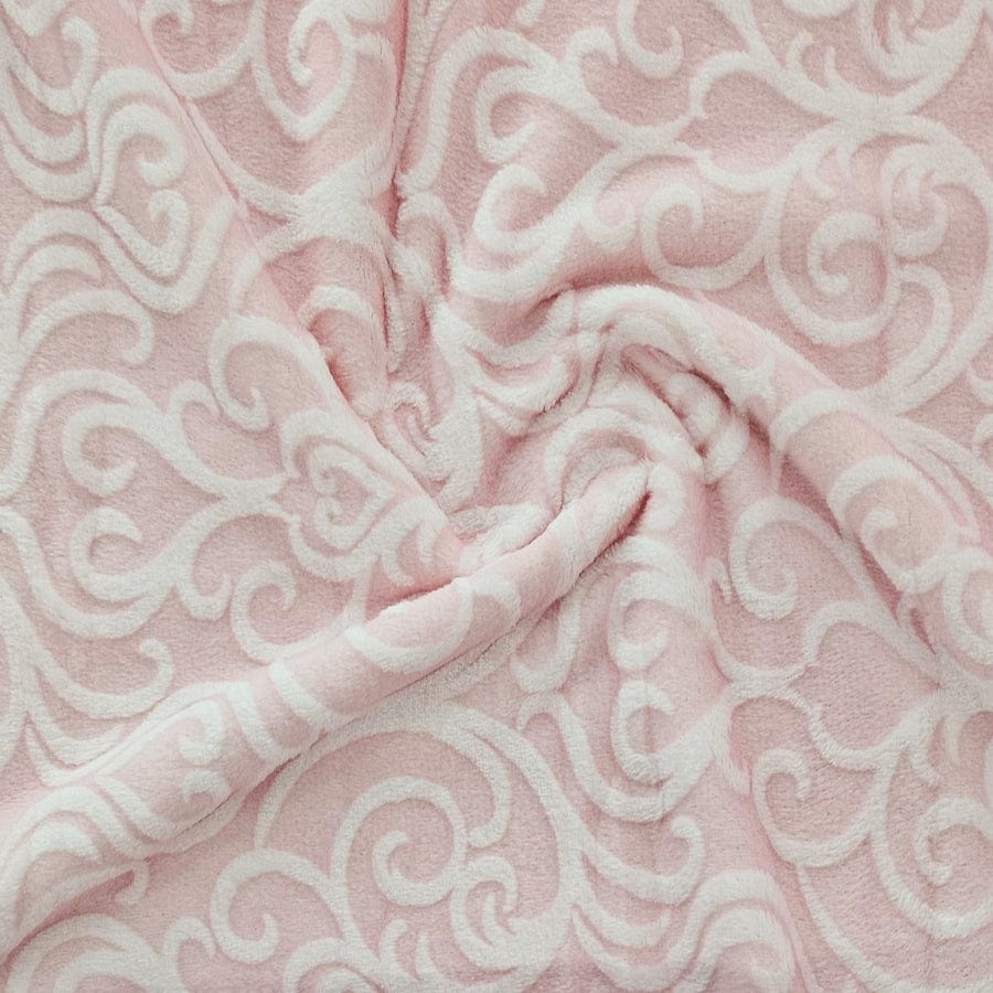 MHC WORLD Fleece Baby Pink Jacquard Mongolian Fleece 150cm