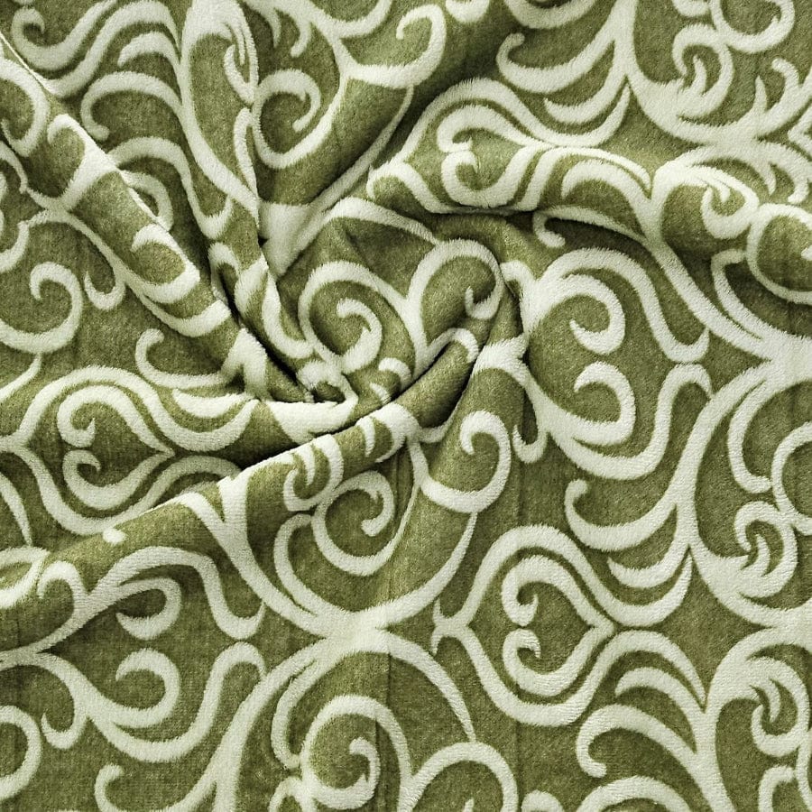 MHC WORLD Fleece Olive Jacquard Mongolian Fleece 150cm