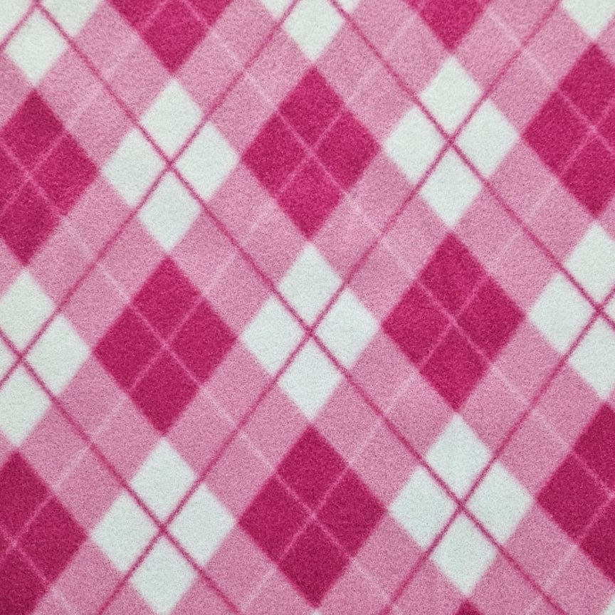 MHC WORLD Fleece Pink / White/ Baby Pink Printed Polar Fleece Fabric Check Blue/Black/Grey 150cm