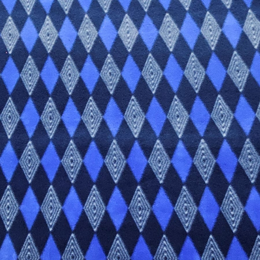 MHC WORLD Fleece Printed Polar Fleece Fabric Check Blue/Black/Grey 150cm