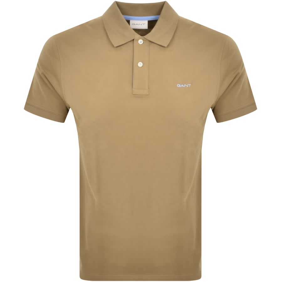 MHC World Gant Regular Fit Contrast Pique Golfer Khaki (7635984253017)