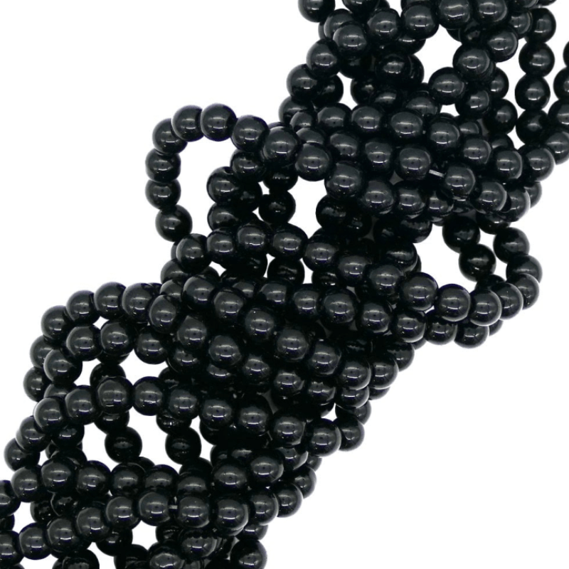 MHC WORLD Glass Pearl Beads Black Glass Pearl Beads 8mm