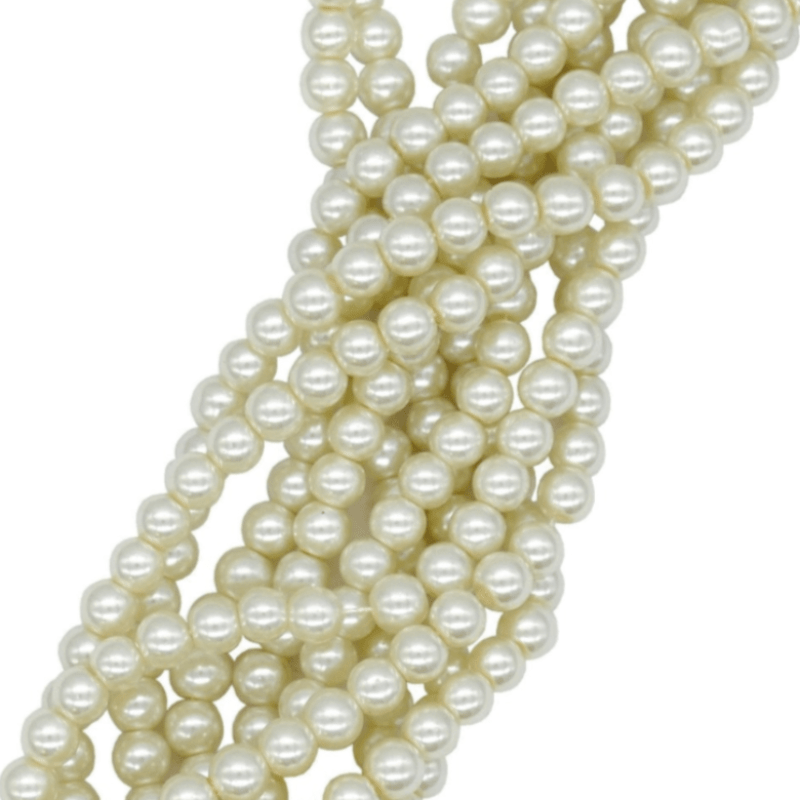 MHC WORLD Glass Pearl Beads Cream Glass Pearl Beads 8mm