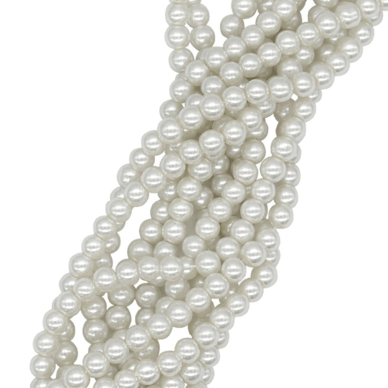 MHC WORLD Glass Pearl Beads White Glass Pearl Beads 8mm