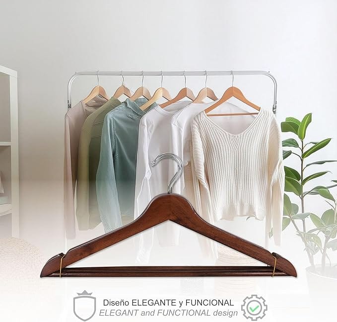 MHC World Hangers Deluxe Wooden Clothes Hanger 3Pc Dark Brown N471042