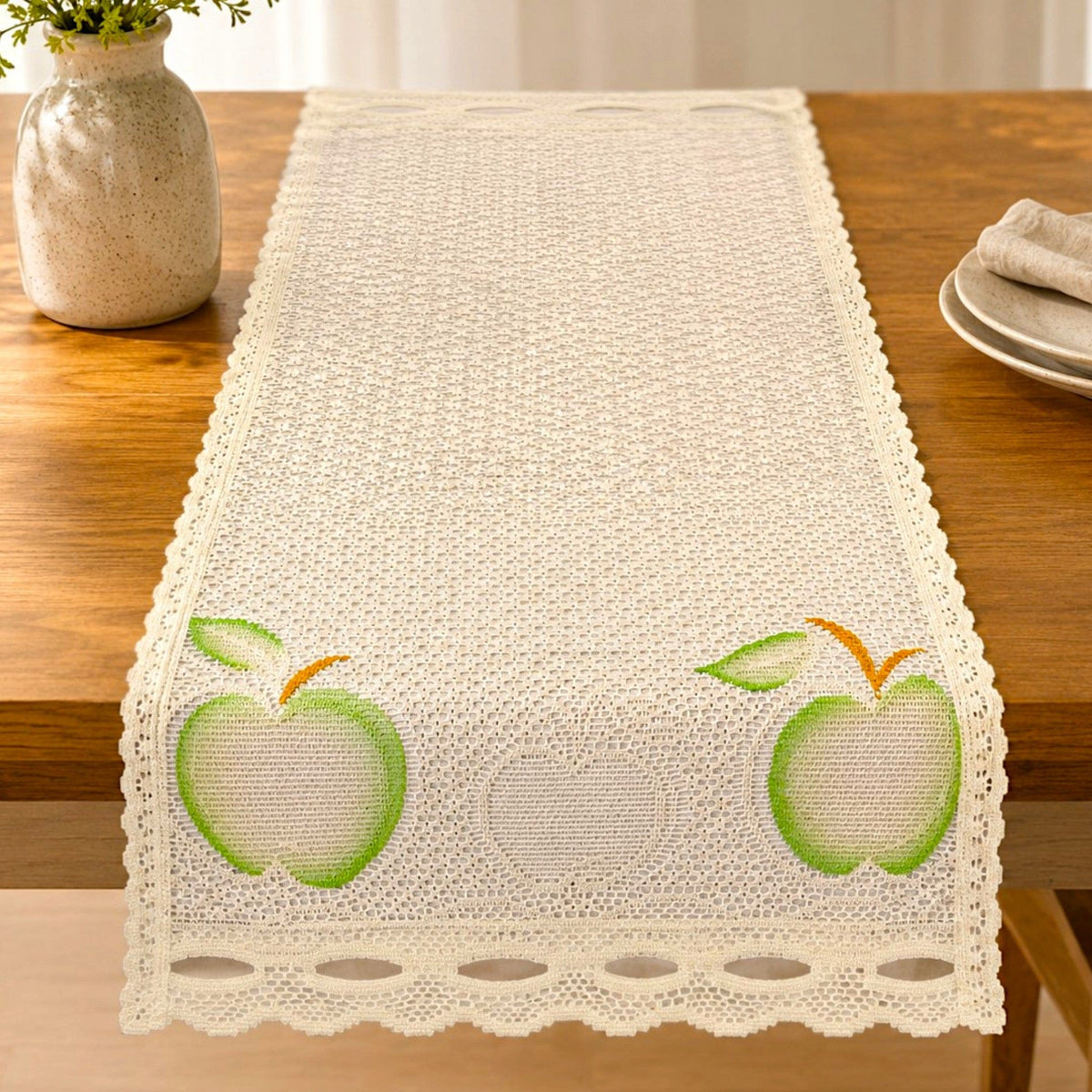 MHC World Lace & Voile Fabrics Fabric Dutch Lace Apples Cream 60 cm