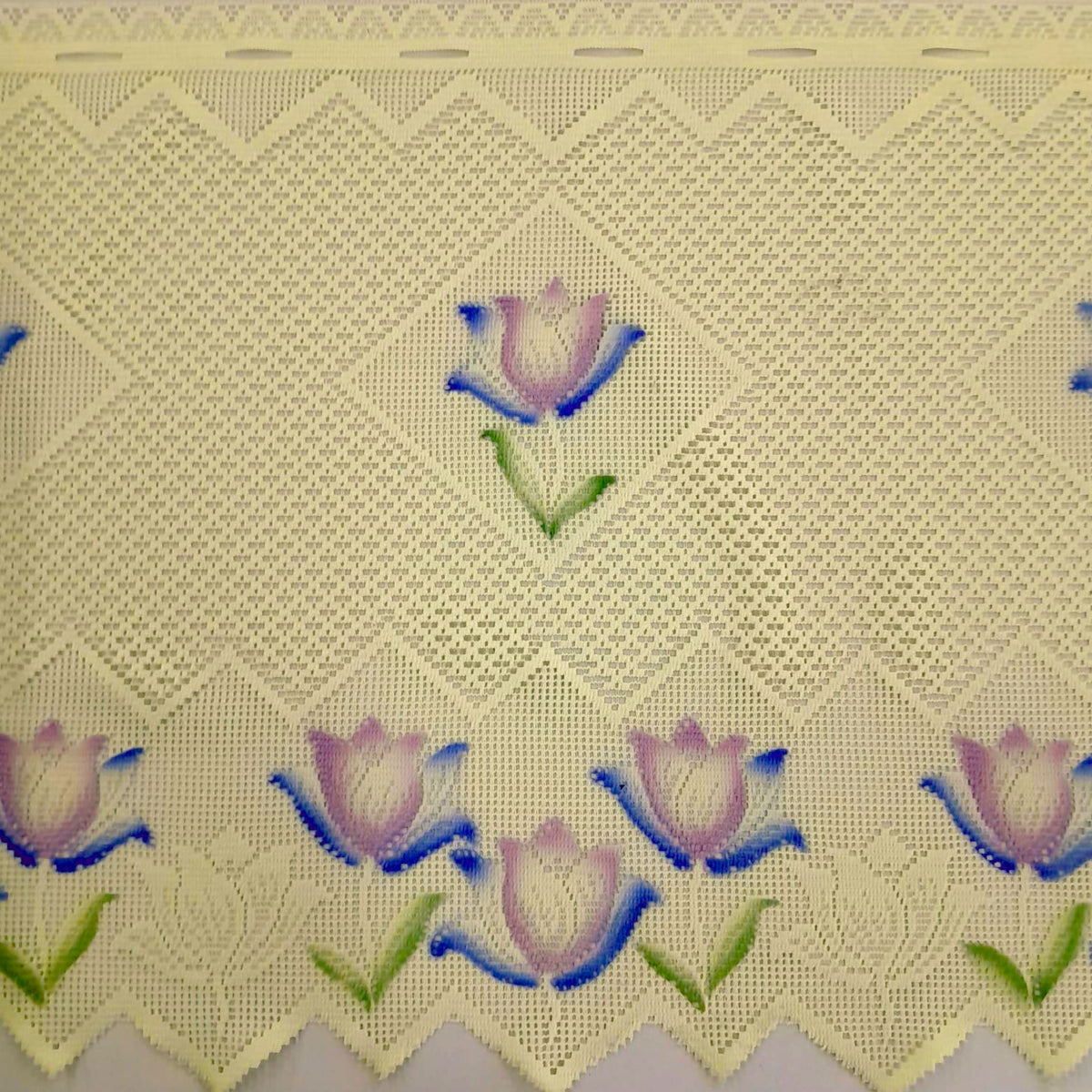 Printed Dutch lace Cream Purple Rose 40 cm