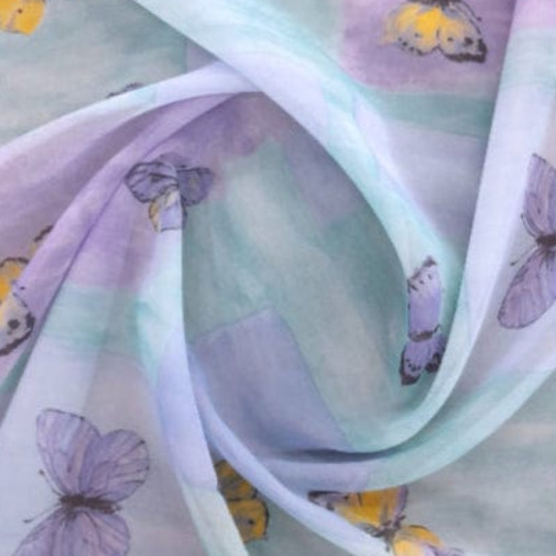 MHC WORLD Lace & Voile Fabrics Purple Maison Special Clearance Butterfly Print Collection Voile 140 cm (7898084540505)