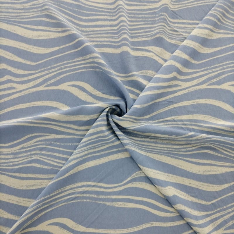 MHC WORLD LINEN Blue Capri Linen Look Print 140cm