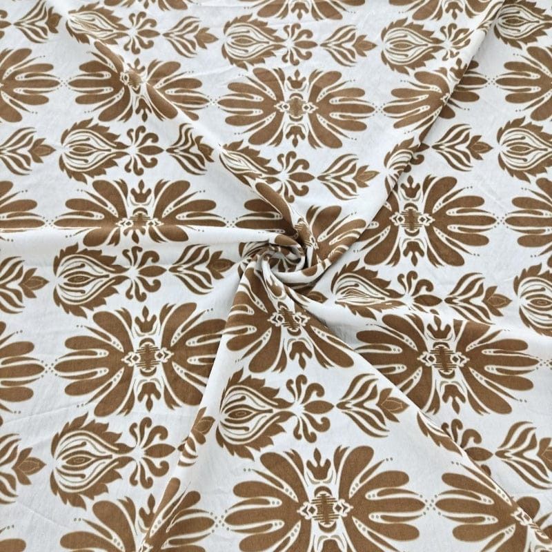 MHC WORLD LINEN Brown Capri Linen Look Print 140cm