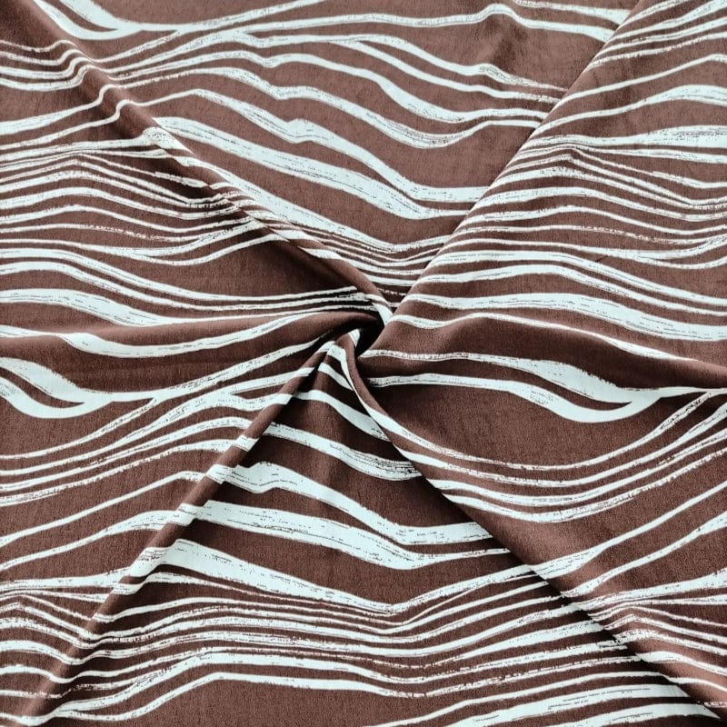 MHC WORLD LINEN Brown Capri Linen Look Print 140cm