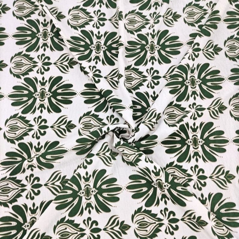 MHC WORLD LINEN Olive Capri Linen Look Print 140cm