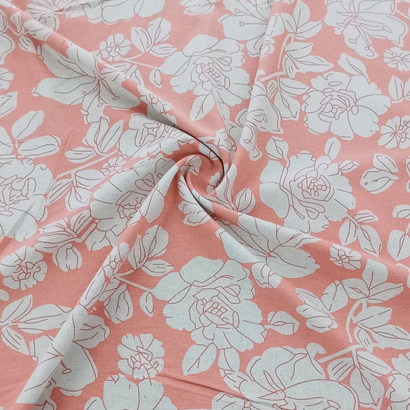 MHC WORLD Linen Rayon Print Peach Linen Rayon Print 150cm