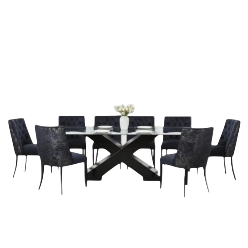 MHC World Lounge Suite Dolce Vita Glass Dining Room 9pc