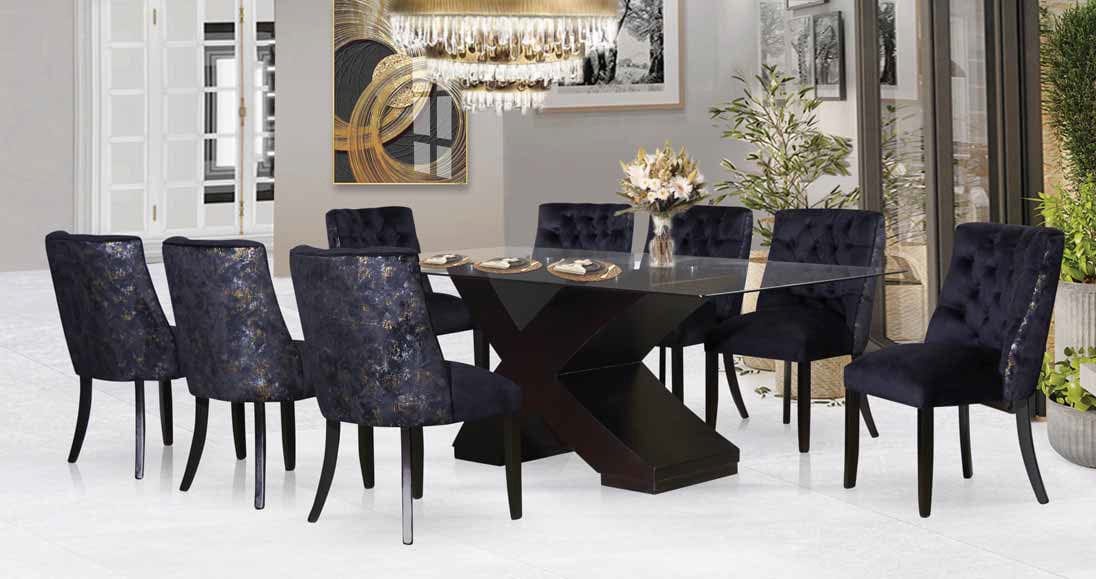 MHC World Lounge Suite Dolce Vita Glass Dining Room 9pc