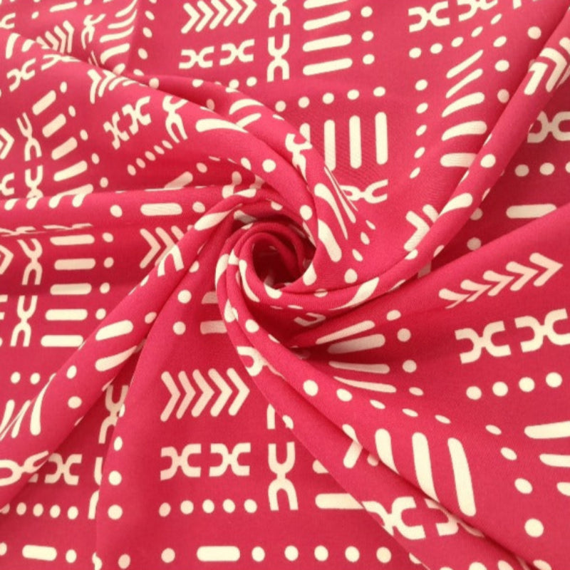 MHC World Mini Matt Fabric Cerise/White Printed Mini Matt Collection DSN#7 Ethnic 6796 140 cm (7697676894297)