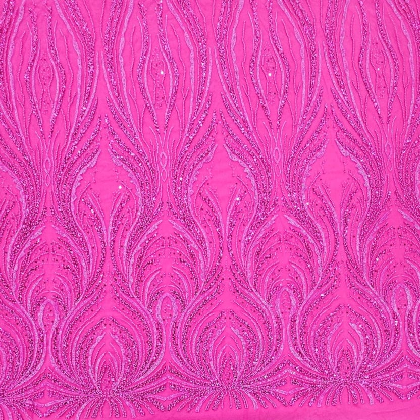 MHC WORLD MISHKA BEADED LACE Cerise Pink Mishka Beaded Lace 140cm