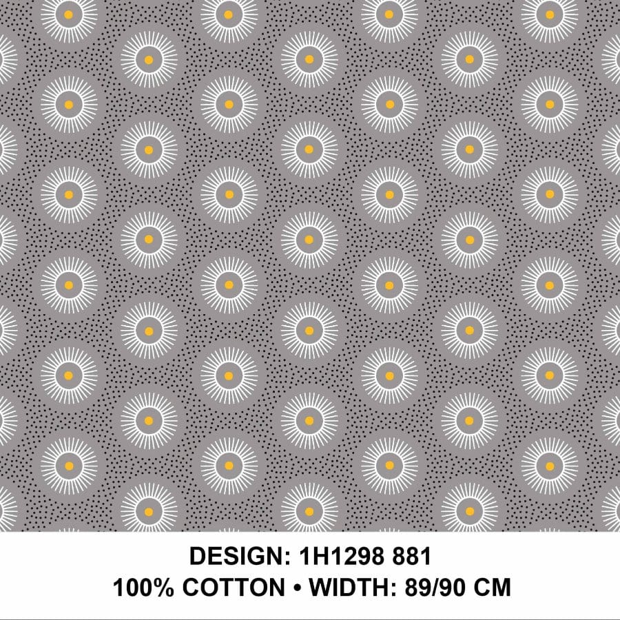 MHC WORLD Original 3 Cats Fabric C/W881 Grey&Mustard 90cm H1298 Original 3 Cats Fabric C/W881 Grey&Mustard 90cm