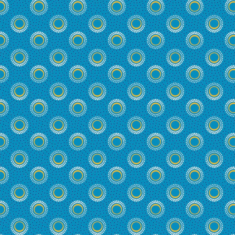 MHC WORLD Original 3 Cats Fabric H1286 Original 3 Cats Fabric C/W272 Turquoise/Yellow 90cm