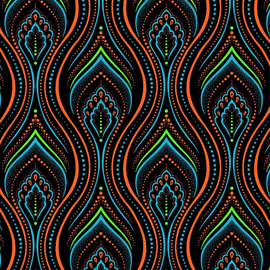 MHC WORLD Original 3 Cats Fabric H1292 Original 3 Cats Fabric C/W191 Blue Black 90cm