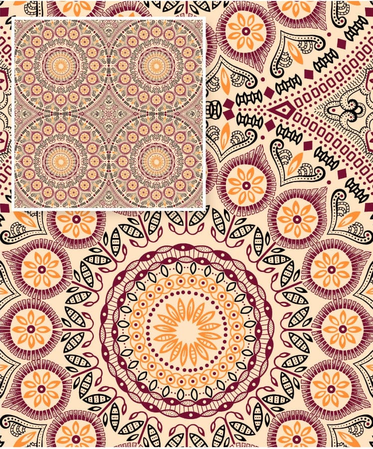 MHC WORLD Original 3 Cats Fabric H1294 Original 3 Cats Fabric C/W551 Cream/Burgundy 90cm