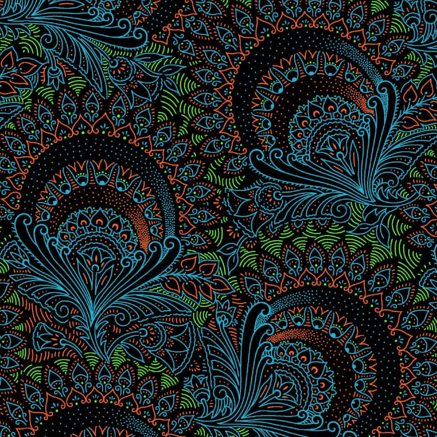 MHC WORLD Original 3 Cats Fabric H1296 Original 3 Cats Fabric C/W191 Blue Black 90cm