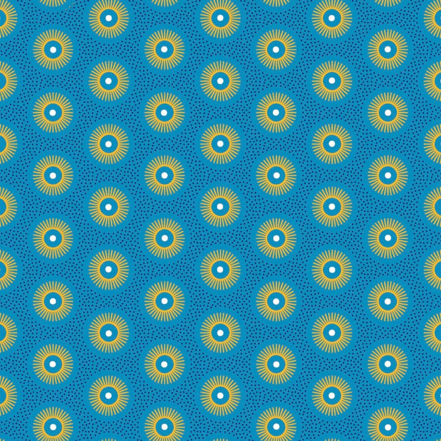 MHC WORLD Original 3 Cats Fabric H1298 Original 3 Cats Fabric C/W272 Turquoise/Yellow 90cm